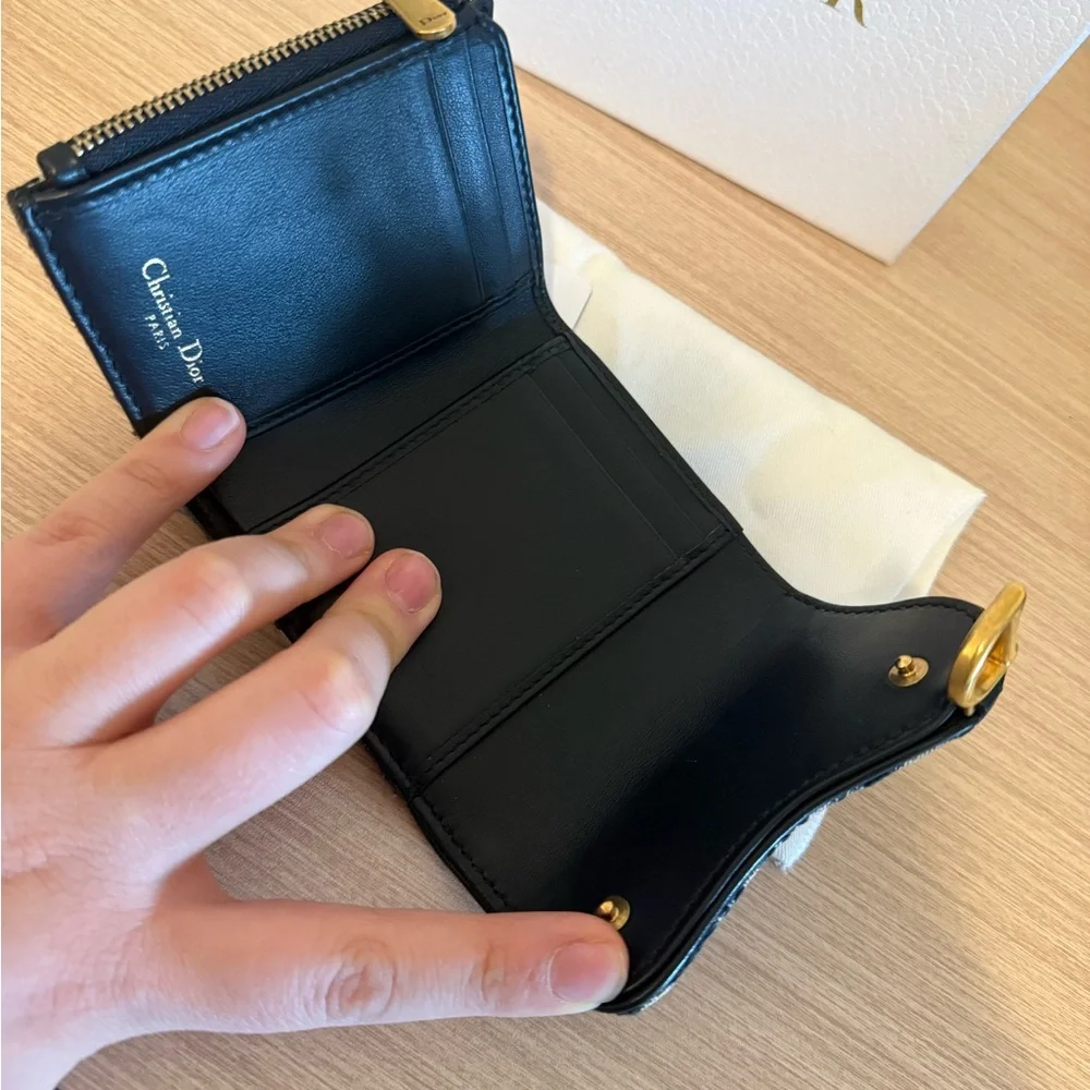 Dior Navy and Beige Monogram Wallet